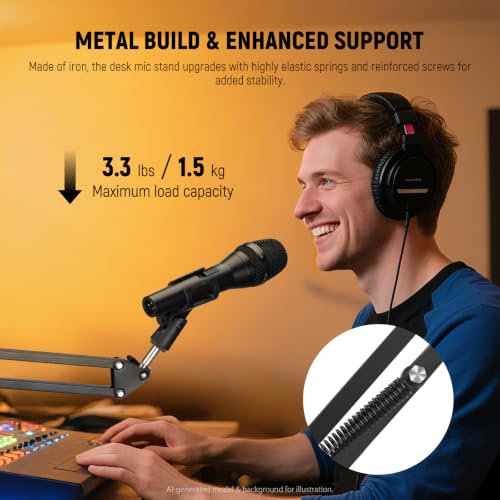 NEEWER Microphone Arm Stand, Suspension Scissor Boom Mic Arm Desk Mount with Clip & 3/8" to 5/8" Adapter Compatible with Blue Yeti Snowball HyperX QuadCast SoloCast Shure, Max Load 3.3 lbs, MS006 - style: MS006