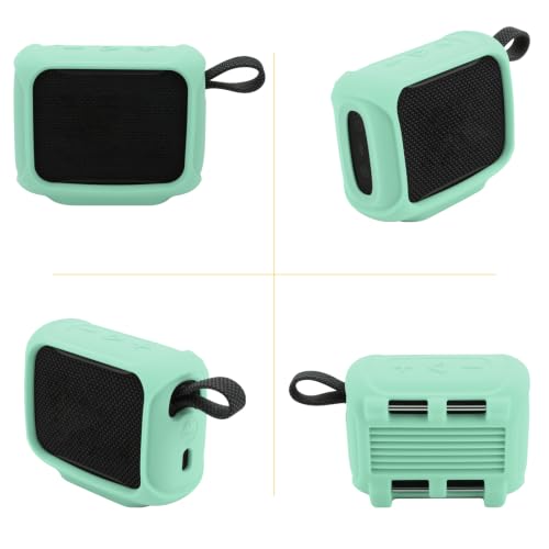 Silicone Case Cover for JBL Go 5 Speaker(Pink Green) | Travel Carrying Protective Pouch with Attach Straps for Bike Golf Cart Scooter - color: Pink Green