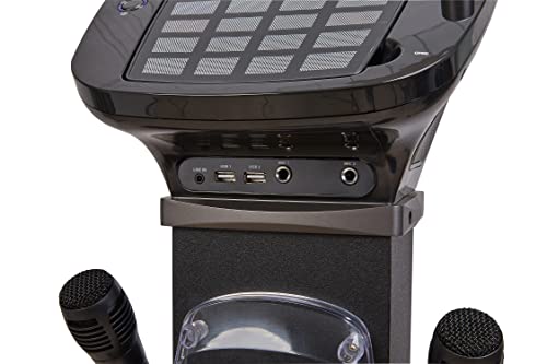 STARION KS877-B CD+G Pedestal Karaoke System l Built in Stereo Speakers & Tablet Holder l 2 USB l Multi-Color Light Effects l 2 Karaoke Microphones, Black - color: KS877-B (Black)