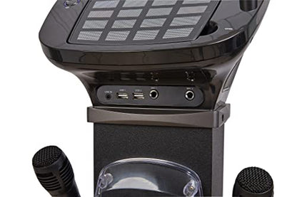 STARION KS877-B CD+G Pedestal Karaoke System l Built in Stereo Speakers & Tablet Holder l 2 USB l Multi-Color Light Effects l 2 Karaoke Microphones, Black - color: KS877-B (Black)
