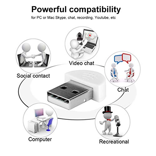 DEWIN USB 2.0 Mini Microphone, Laptop/Desktop PC Plug and Play for Skype, MSN, Yahoo Recording, YouTube, Google Voice Search and Games(White)
