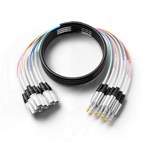 PRORECK 4.6m(15피트) 스네이크 케이블, 8채널 차폐 오디오 케이블 0.6cm(1/4인치) TRS to XLR 수, 전문 무대, 스튜디오 및 라이브용 컬러 마크 커넥터 포함(PR-TRS/XLR-8 x 15M) - style: 8채널 4.6m(15피트)