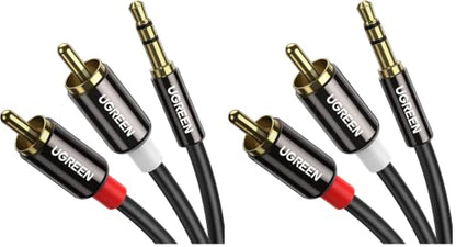 UGREEN 3.5mm to RCA Cable, 6.6FT 2RCA Male to Aux Audio Adapter, HiFi Sound (Pack of 2) - size: 6.6FT (Pack of 2)