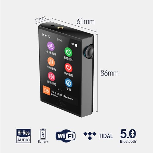 SHANLING M1 Plus Protable Music Player M1Plus Fi-Fi MP3 Player High-Definition Lossless ES9069Q DAC Dual SGM8262 Amplifier PCM768 DSD512 Bluetooth 5.2 LDAC WiFi DLNA Grey - color: Grey