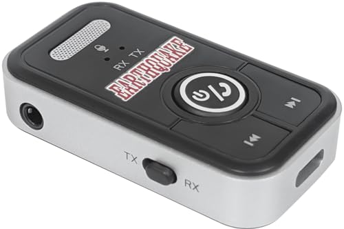 EARTHQUAKE BT5.3NC Bluetooth v5.3 Wireless Audio Transmitter Receiver Adapter, 2-in-1 Bluetooth AUX Adapter for TV/Car/PC/Media Player/Home Theater/Gaming, Low Latency, Dual Device Pairing - One Piece