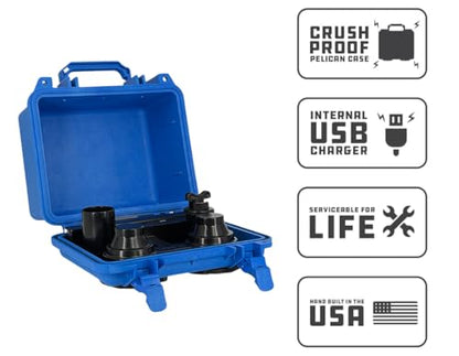 DemerBox Waterproof, Portable, and Rugged Outdoor Bluetooth Speakers Made from a Genuine Pelican Case. 40+ hr Battery Life, Dry Box + USB Charging Sound and Bass - color: Roseau Blue