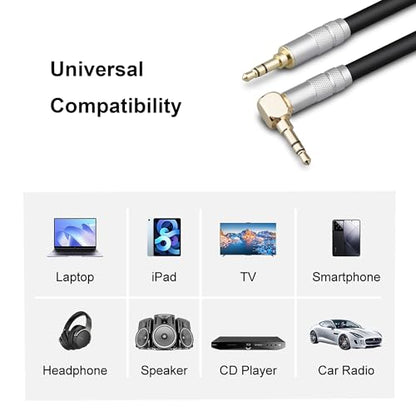 3.5mm AUX Cord 3ft, Stereo Audio Cable 90 Degree 3.5mm Male to Male Stereo Aux Gold-Plated Pure Copper Shell Right Angle Aux Cable Clear Sound - size: 3.2ft/1M, style: 3.5mm Right Angle