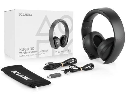 PS5 Headset Wireless - Separate Game and Chat Audio - 2.4Ghz 3D Audio Foldable Gaming Headphones Bluetooth 5.3 Earbuds with Dual Hidden Noise-cancelling Mic for Playstation PS4 Switch PC Mac (Black)