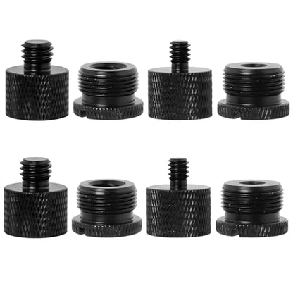 8Pcs Mic Stand Adapter,Screw Thread Adapter Set for Microphone,5/8 Female to 3/8 Male and 3/8 Female to 5/8 Male, 5/8 Female to 1/4 Male and 1/4 Female to 5/8 Male Adapters(Black)