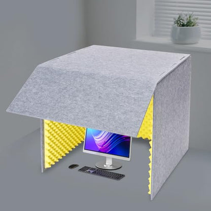 Desktop Soundproof Cover, 80x80cm Portable Vocal Isolation Booth with Acoustic Foam, Microphone Isolation Booth Cube, Noise Reducing Shield for Microphone, Streaming, and Office Privacy (Yellow.) - color: Yellow.