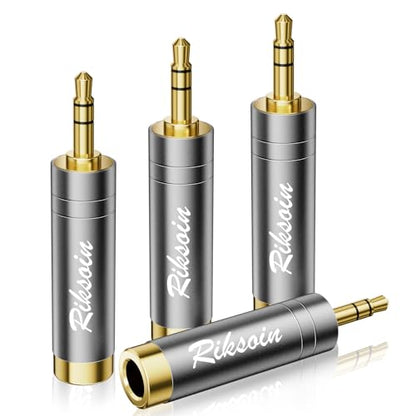 1/4'' to 3.5mm Stereo Pure Copper Headphone Adapter,3.5mm(1/8'') Plug Male to 6.35mm (1/4'') Jack Female Stereo Adapte for Headphone, Amp, Adapte,4-Pack - size: 3.5mm to 6.35mm 4-pack