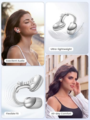 JewelPods C3 Wireless Bluetooth Earbuds, Jeweled Open-Ear Headphones, SLV - color: SLV