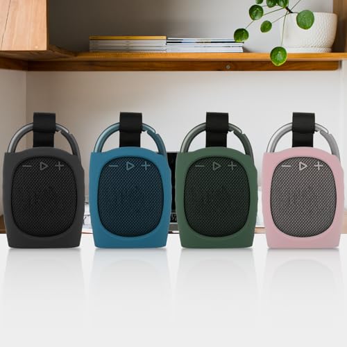 Silicone Protective Carrying Case Compatible with JBL Clip 4 - Portable Mini Speaker Stand UP Cover Pouch for JBL Clip 4 (Blue) - color: Blue