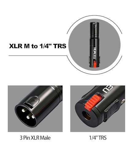 Lockable 1/4 TRS Female to 3Pin XLR Male Audio Adapter, Balance Locking 6.35mm to XLR Adapter for Microphones, Mixing Consoles, and Power amplifiers-2 Pack Black - color: Black
