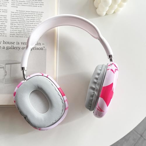 Case Compatible with AirPods Max Headphones, Soft TPU Cute Pink Star Pattern Anti-Scratch Protective Ear Cup Covers Headphone Cases for Woman Kids - color: pink stars
