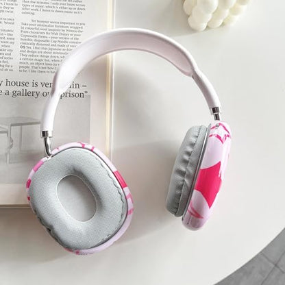 Case Compatible with AirPods Max Headphones, Soft TPU Cute Pink Star Pattern Anti-Scratch Protective Ear Cup Covers Headphone Cases for Woman Kids - color: pink stars