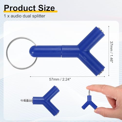 MECCANIXITY Headphone Splitter Adapter, 3.5mm Male to 2 Port Female Y Jack Aux Stereo Splitter for Phone Headset PS4 Switch Tablets, Dark Blue - color: Dark Blue