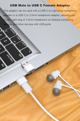 AreMe USB C to Lightning Headphone Adapter, USB C to 3.5mm Audio Adapter | USB Male to Type C Female Converter Connector (White, 4 Pack)