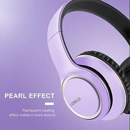 LORELEI X8 Over-Ear Wired Headphones with Microphone with 1.45m-Tangle-Free Nylon Line&3.5mm Plug,Lightweight Foldable & Portable Headphones for Smartphone,Tablet,Computer,Mp3/4(Dark Purple) - color: Dark Purple
