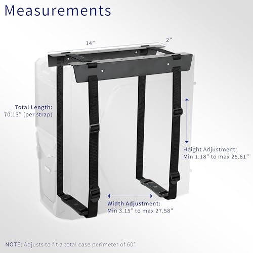 VIVO Under-Desk and Wall Mount PC Adjustable Strap and Steel Bracket Holder, Computer Case Carrier, Black, MOUNT-PC02S