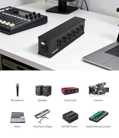 3Pin XLR & 1/4 TRS Female to 6 XLR Male 1 in 6out Splitter Adapter,Balanced Parallel 6Way XLR Single Input to six Output Connection Adapter for Mixer, Microphone, Audio Player, Audio decoder - color: XLR 1F TO 6M
