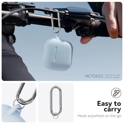 for AirPods 4 Case 2024 with Cleaner Kit & Keychain-Magnetic Azure | Silicone Protective Cover for Apple AirPods 4th Generation Case,for Women Men,One-Piece Design,Shockproof,Dust Proof,Magnetic - color: A1-Magnetic Sky Blue