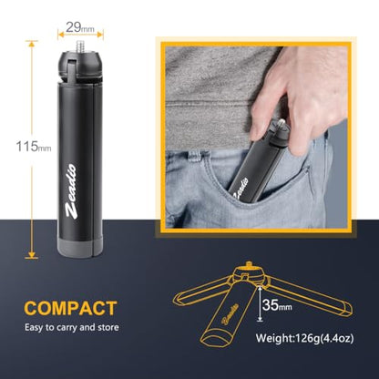 Zeadio Metal Mini Tripod, Desktop Tabletop Stand Compact Tripod for Smooth 4, Osmo Mobile, Vimble 2, Gimbal Handle Grip Stabilizer and All Cameras - style: Basic Version