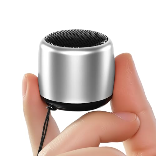 Best Mini Portable Bluetooth Speaker with HD Sound & Bass I Smallest Wireless Bluetooth Speakers for Phone/PC/Tablet I Photo Selfie Button Answer Phone Calls I Cute Tiny Speaker (Silver) - color: silver