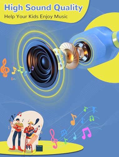 Kids Headphones, Wirelss 5.3 Air Conduction Open Ear Headphones Lightweight Kids IPX5 Waterproof with Microphone for School, Home and Outdoor-Blue