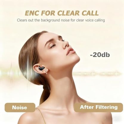 Xmenha Flat Invisible Sleep Wireless Earphone IPX5 Waterproof Thin Invisible Sleep Earbuds for Side Sleepers Sleep Ear Buds Smallest Tiny Small Mini Discreet Earbud for Sleeping Invisible Headphones - color: Nude