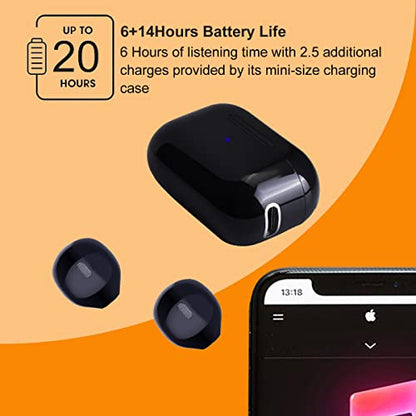 Mini Wireless Bluetooth Earbuds with Microphone,Invisible Bluetooth Headphones for Women and Small Ears with Touch Control, IPX5 Waterprof, Battery Case(Black) - color: Black