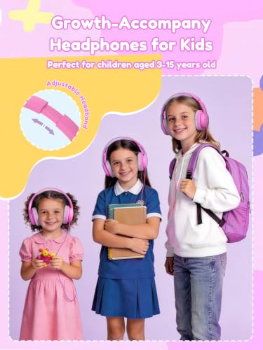 Acer OHW328 Kids Headphones Wired for School - Over Ear Design | 85/94dB Safe Volume Limit, 3.5mm Jack Foldable Headphones for Kids Boys Girls Classroom Yoto Player Chromebook Travel Pink - color: Pink