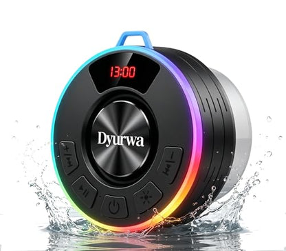 Bluetooth Shower Speaker, IPX7 Waterproof Shower Speaker with Loud Clear Sound, LED Display/RGB Lights/Suction Cup, Built-in Mic, 10H Playtime, Bathroom Speaker for Pool/Beach/Party/Gift. - color: A-Light Black