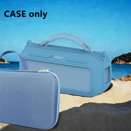 JCHPINE Silicone Cover and Carrying Case for Bose SoundLink Max Speaker | Protective Cases for SoundLink Max Speaker Accessories, Soft Silicone Cover and Hard Case with Shoulder Strap (Blue) - color: Blue Case
