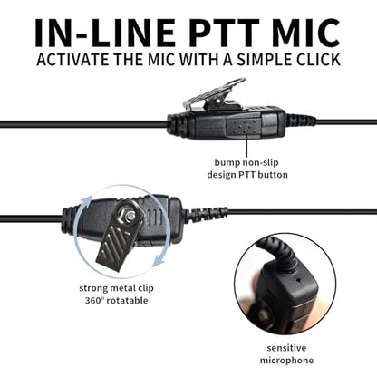 Two-Wire Xpr 3300e Earpiece C Shape Swivel Xpr3500e Ear Piece with Mic Walkie Talkie Headphone Ptt Headset for xpr3500 xpr3300 xpr3300e xpr 3500 3500e 3300 2 Way Radio