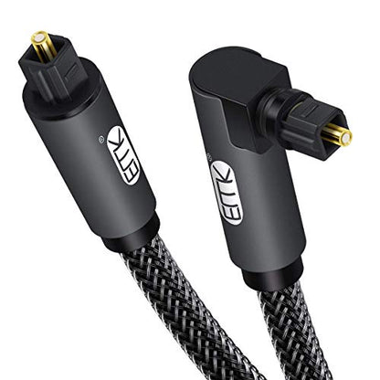 EMK 90 Degree Toslink Optical Cable 360 Degree Free-Rotating Plug Fiber Optic Cable S/PDIF Toslink Male to Male for Home Theater, Sound Bar, TV, PS4, Xbox,Grey (10ft/3m) - color: 90 Degree Design, size: 10ft/3m