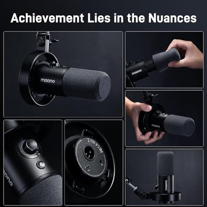 MAONO Podcast Equipment Bundle: USB XLR Dynamic Microphone and Audio Interface for Podcast Recording, Streaming(PD300X+E2 Gen2+XLR180)