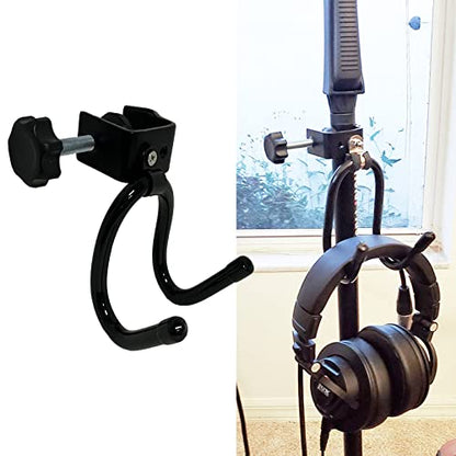 Pmsanzay Clamp-On Headphone Headset Tambourine Holder Cowbell Hanger Clip Microphone Stand, Flexible Adjustable Hooks for Studio Microphone/Musical Stand - No Instrument