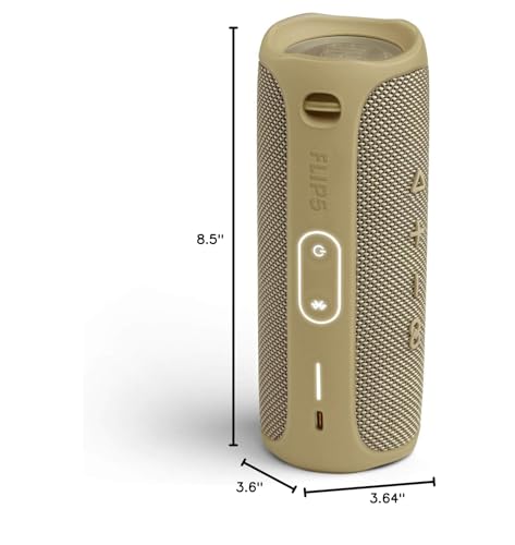 JBL FLIP 5, Waterproof Portable Bluetooth Speaker, Sand | Sounds better than ever, Bring the party anywhere, Make a splash with IPX7 waterproof design, A rainbow of colours - color: Sand