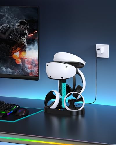 FASTSNAIL RGB Charging Stand & Storage Station for PlayStation VR2 - Black - color: Black
