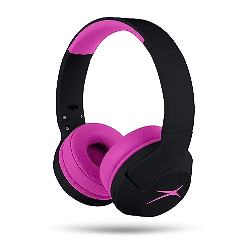 Altec Lansing Kid Safe Noise Cancelling Wireless Headphones 15H Battery, 85dB Volume Limit, Foldable Design Powerful Sound, Active Noise Cancellation Perfect for Kids Ages 7+ (Blackout Pop Pink) - color: Blackout Pop Pink