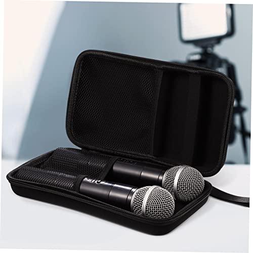 Abaodam Portable Microphone Storage Case Lightweight Carrying Bag with Padded Dividers Dual Microphone Slots Receiver Compartment for Mic Accessories for Travel and Storage