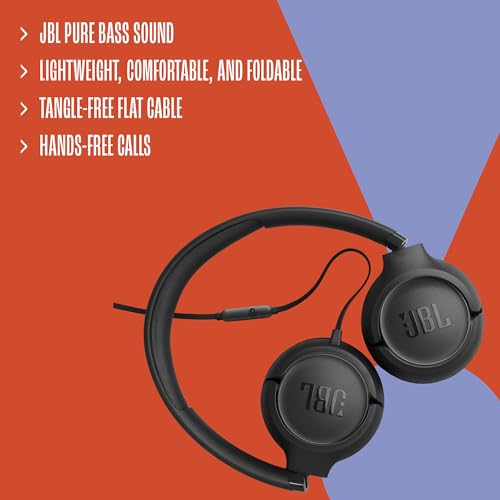 JBL Tune 530 Wired - Wired On-Ear Headphones - White | JBL Pure Bass Sound, Lightweight, comfortable, and foldable, Tangle-free flat cable, Hands-free calls - color: White