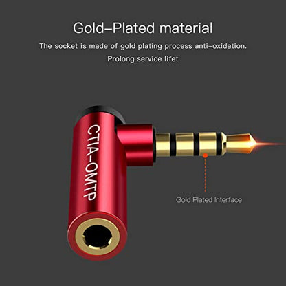 Alizone 90 Degree 3.5mm Male to Female Audio Adapter - OMTP to CTIA Earphone Audio Converter - Right Angle Adapter - 1 Pcs - size: 1 Pack
