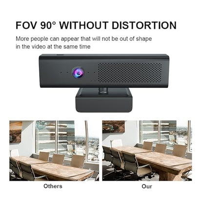 Full 1080P HD 3-in-1 Webcam: Camera and Speaker for Desktop Computer with Built-in 4 Microphones, External USB Web Cam with Magnetic Privacy Cover and Mute for Laptop, Streaming, Conference