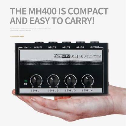 Headphone Amplifier, HA400 4-Channel Metal Stereo Audio Amplifier, Mini Earphone Splitter W/DC 12V Power Adapter, for Sound Mixer PC Guitar Studio Stage (White) - style: HA400 White