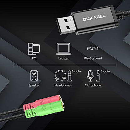 Long USB Audio Adapter with 3.5mm Jack External USB Sound Adapter - 1.2M - size: 47 inch / 120 cm