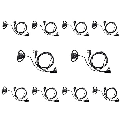 Caroo D-Shape Earpiece Compatible with Kenwood TK-3107 10-Pack