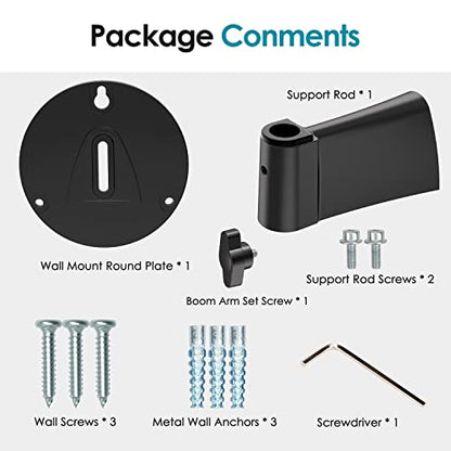 YOUSHARES Wall Mount Boom Arm - Microphone Holder for Stand, Vertical Surface Mount and Freely Swiveling Metal Clip Suitable for Saving Desk Space, Mic Stand Accessories