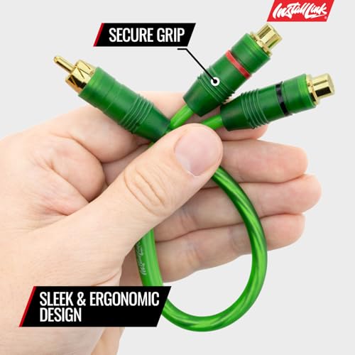 Install Link RCA Y Adapter Cable, 1-Male to 2-Female Splitter, 2-Pack (OFC) | Pure OFC Copper, 1ft, Feeds One Stereo Signal to Two Components, for Subwoofer, Home Theater, Car Audio Amplifier, Studio - color: Frosted Green, size: 1-Male to 2-Female